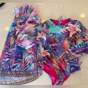 Camilla Girls Paddlesuit Rashguard swimsuit and Coverup Size 8 and 10 Saks